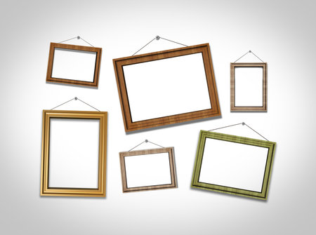 Photo art gallery on vintage wall