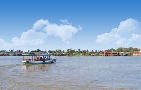 Thailand, Bangkok, view of the Chao Praya river with its boats traffic のeditorial素材