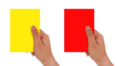 Warning yellow card and red card your sent off の写真素材