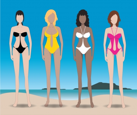 Bikini girl setのイラスト素材