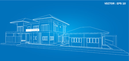 3D wireframe of building のイラスト素材