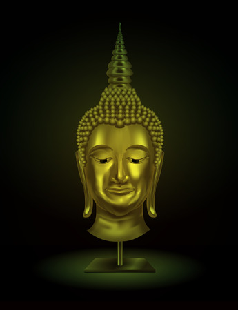 buddha head portrait on a dark background. vectorのイラスト素材