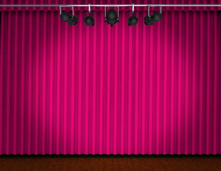 Theater stage with curtains and spotlightsの写真素材