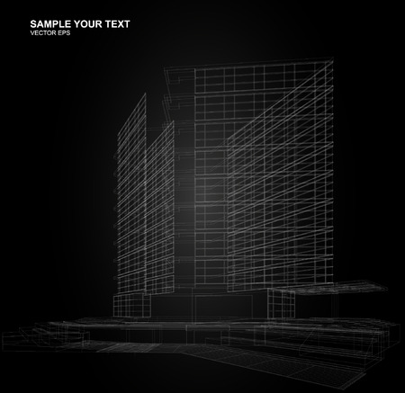 Abstract design. Modern architecture wireframe spaceのイラスト素材