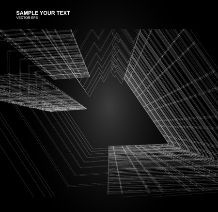 Construction architecture industry. 3d render wirframeのイラスト素材