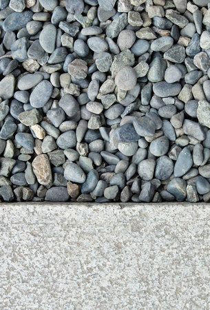Stone with Grey textured concrete.