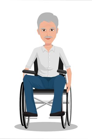 Portrait of middle age man in wheelchair. Vector illustrationのイラスト素材