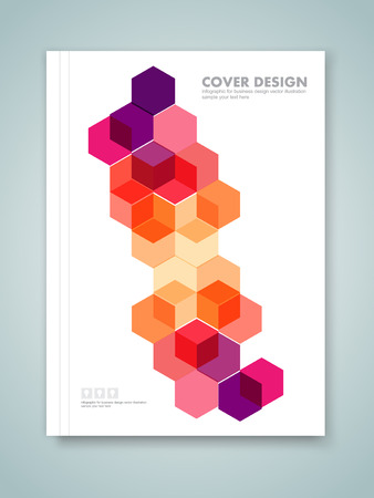 Cover report and brochure colorful geometric design background, vector illustrationのイラスト素材