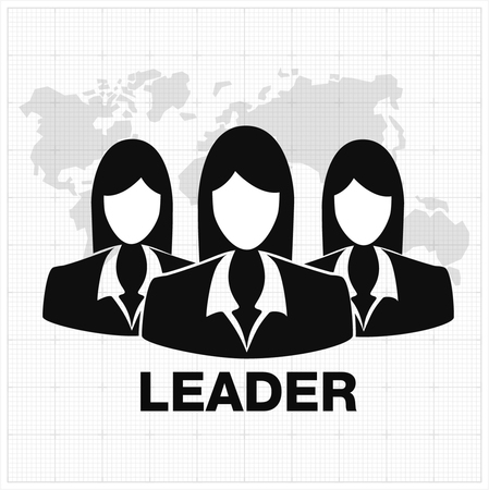 People icon, Group of business people with leader on foreground and map on backgroundのイラスト素材