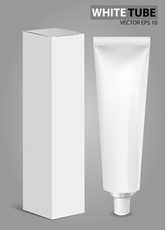 Tube Of Toothpaste, Cream Or Gel with box.のイラスト素材