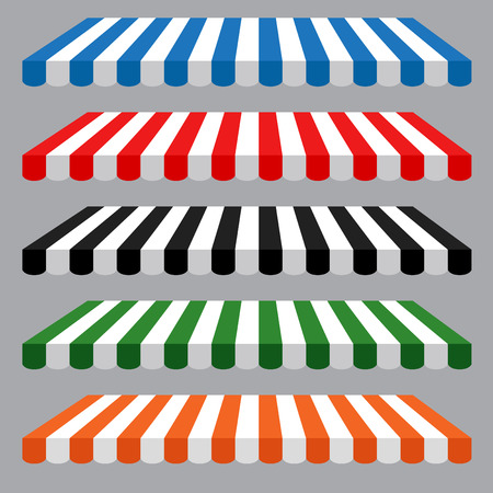 detailed illustration of set of striped awningsのイラスト素材