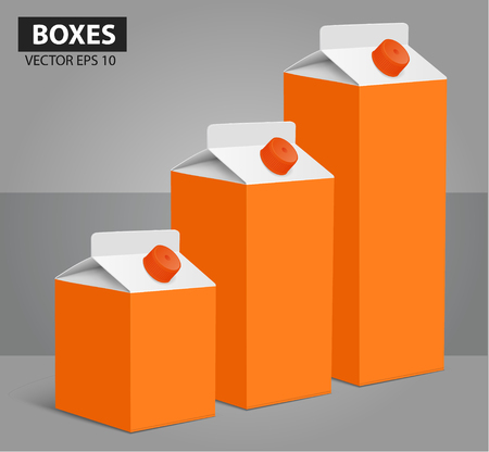 Juice milk blank carton boxes packages. vector illustrationのイラスト素材