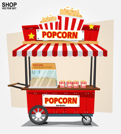 popcorn cart- vector illustrationのイラスト素材