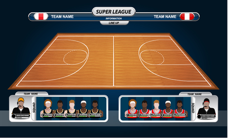 Basketball court with statistics elements. Vector illustration.のイラスト素材
