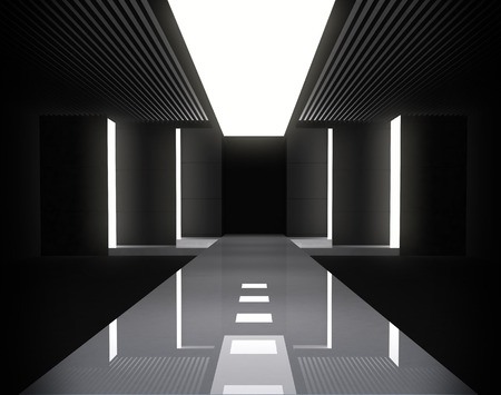 3D illustration of fashion empty runway with spot light. before a fashion showの写真素材