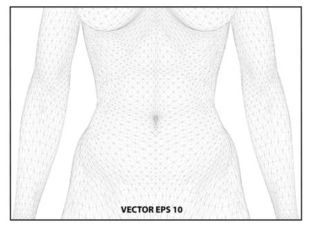 A computer generated rendering of a young naked woman 3d modelのイラスト素材