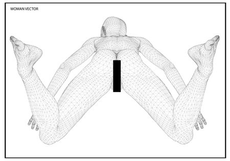 A computer generated rendering of a naked Pregnant woman 3d model with sensorのイラスト素材