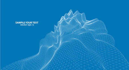 3D wireframe of contour swirlのイラスト素材