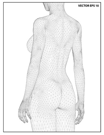 A computer generated rendering of a naked Pregnant woman 3d model with sensorのイラスト素材