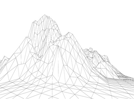 3D wireframe of contour swirlのイラスト素材