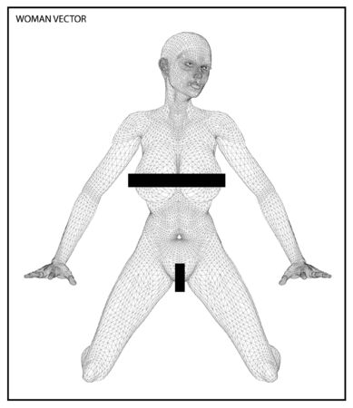 A computer generated rendering of a naked Pregnant woman 3d model with sensorのイラスト素材