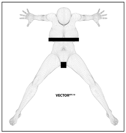 A computer generated rendering of a naked Pregnant woman 3d model with sensorのイラスト素材