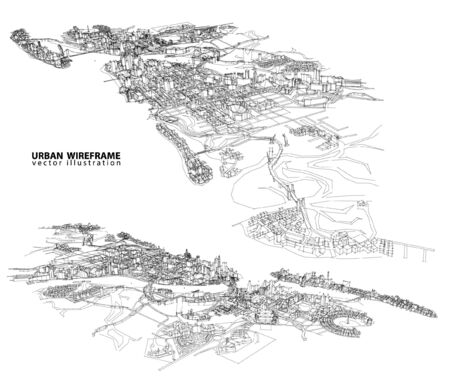 Cityscape Vector Sketch. Architecture - Illustrationのイラスト素材