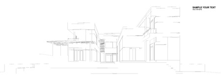 Perspective 3d Wireframe of buildingのイラスト素材