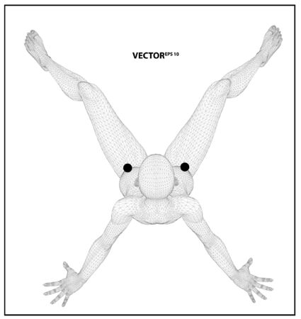 A computer generated rendering of a young woman 3d model in actionのイラスト素材