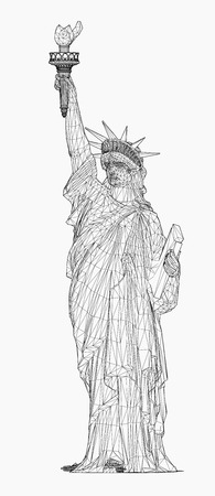 Wireframe of Statue Of Liberty. のイラスト素材