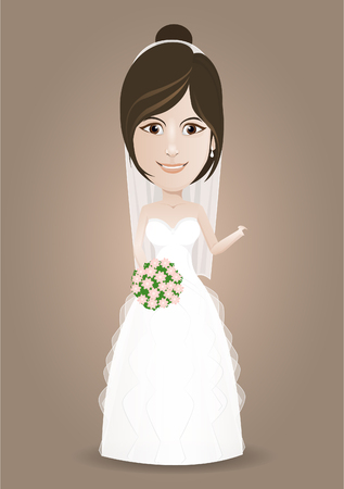 Vector of a beautiful woman in a wedding dress, invitation or flyer template for the bride showBeautiful woman in a wedding dress, invitation or flyer template for the bride showStock illustrationのイラスト素材