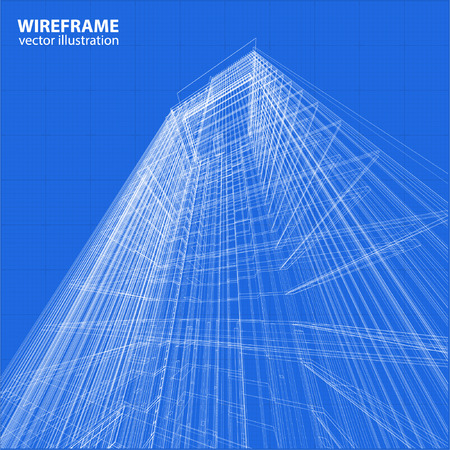 Abstract design. Modern architecture wireframe spaceのイラスト素材