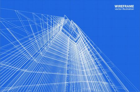 Abstract design. Modern architecture wireframe spaceのイラスト素材