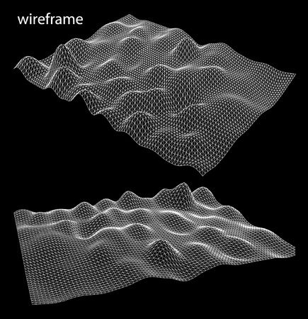 3D wireframe of contour swirlのイラスト素材