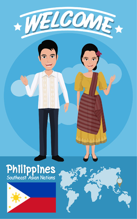 Set of 20 asian men and women in traditional costume with flag , eps10 vector formatのイラスト素材