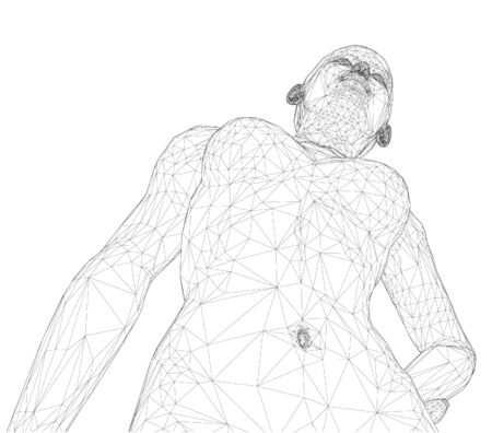 A computer generated rendering of a naked Pregnant woman 3d model with sensorのイラスト素材