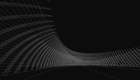 Modern abstract vector illustration. Digital futuristic monochrome linear shape. Geometric background with exquisite round swirl. Element of design.のイラスト素材