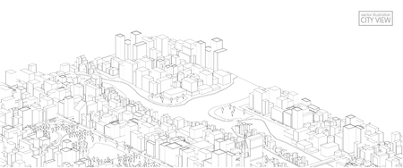 Cityscape Vector Sketch. Architecture - Illustrationのイラスト素材