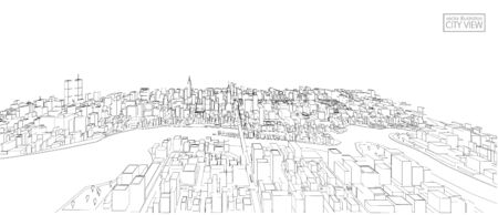 Cityscape Vector Sketch. Architecture - Illustrationのイラスト素材
