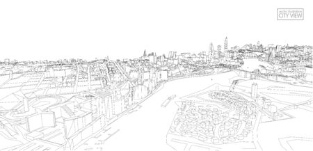Cityscape Sketch, Vector Sketch. Architecture - Illustrationのイラスト素材