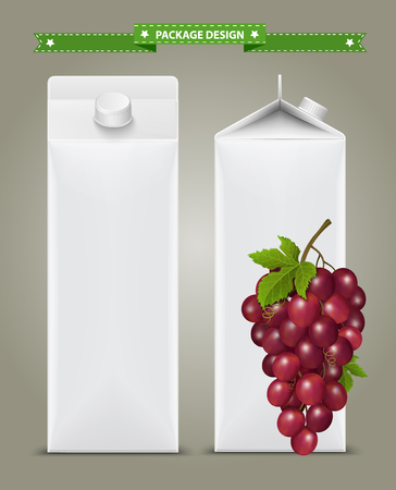 White carton boxes with Label vector visual, ideal for fruit juice. Can drawn with mesh tool. Fully adjustable & scalable. packages designのイラスト素材