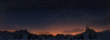 A beautiful aurora dancing over the hillsの写真素材