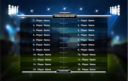 Football or soccer playing field with set of infographic elements. Sport Game. Sport Cup. Vector illustration.のイラスト素材