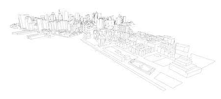Cityscape Sketch, Vector Sketch. Architecture .のイラスト素材