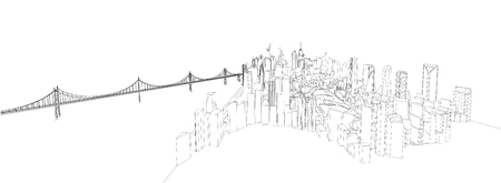 3d wireframe of building. sketch design.Vectorのイラスト素材