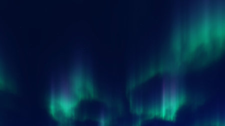 Colorful Northern Lights over starry night skyの写真素材