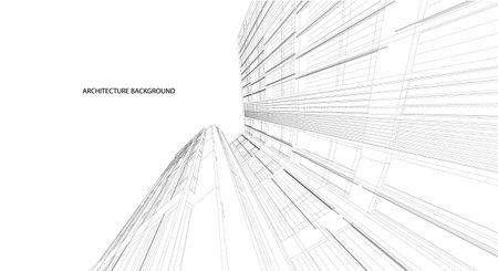 3d wireframe of building. sketch design.Vectorのイラスト素材