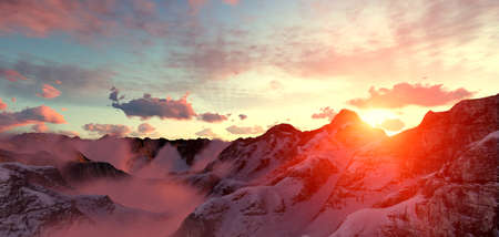 Beautiful sunset above the sea. 3d renderの写真素材