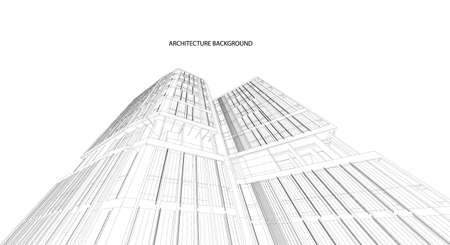 3d wireframe of building. sketch design.Vectorのイラスト素材