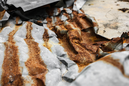Texture of Zinc sheet is rust on the floorの写真素材